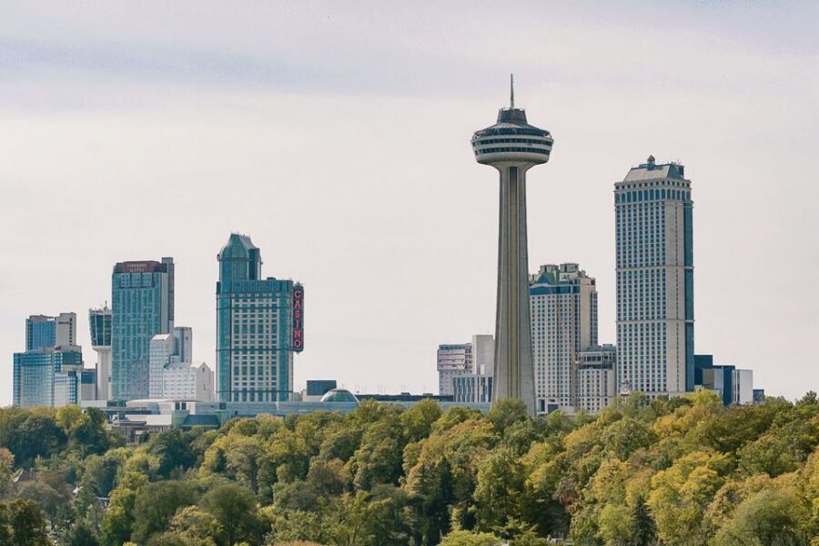 Niagara Falls, ON: Helicopter Ride with Boat & Skylon Lunch - The narrated drive: Dufferin Islands, Control Dam, Old Scow, Whirlpool Rapids